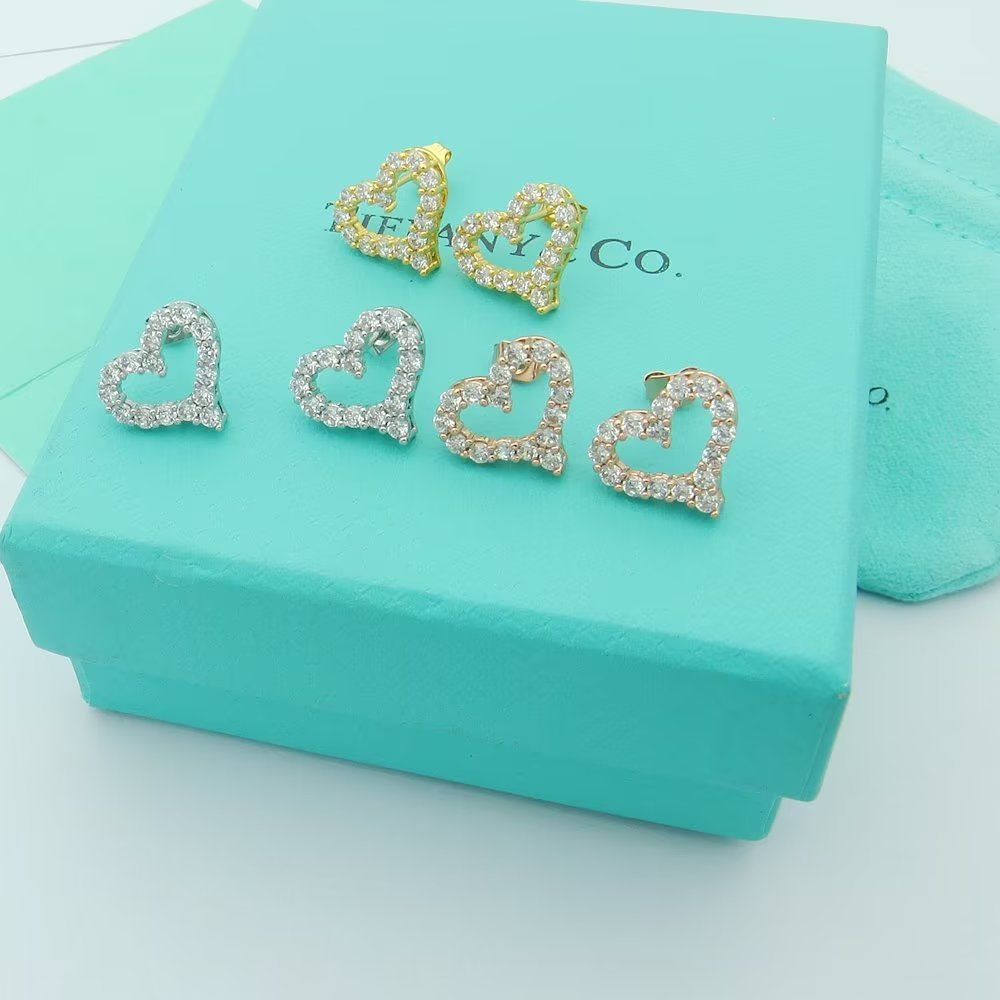 Tiffany Heart Moissanite Earrings - 18K Rose Gold